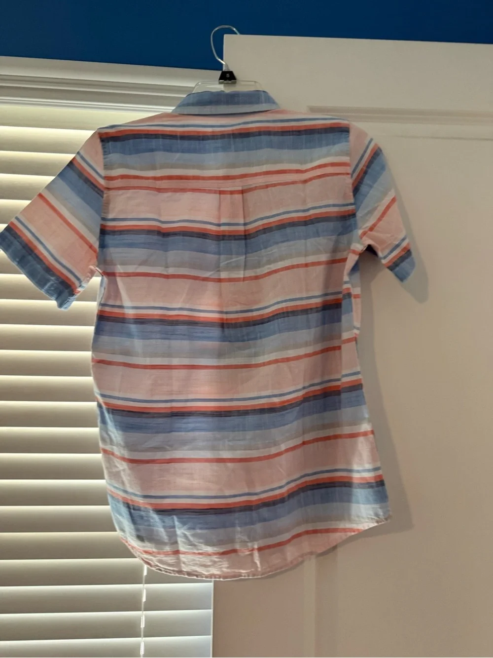 New with tags Short-Sleeve Striped Button-Down Blue & Coral - Childrens Place